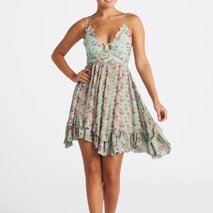 Free People Adella Slip Dress in Blue floral